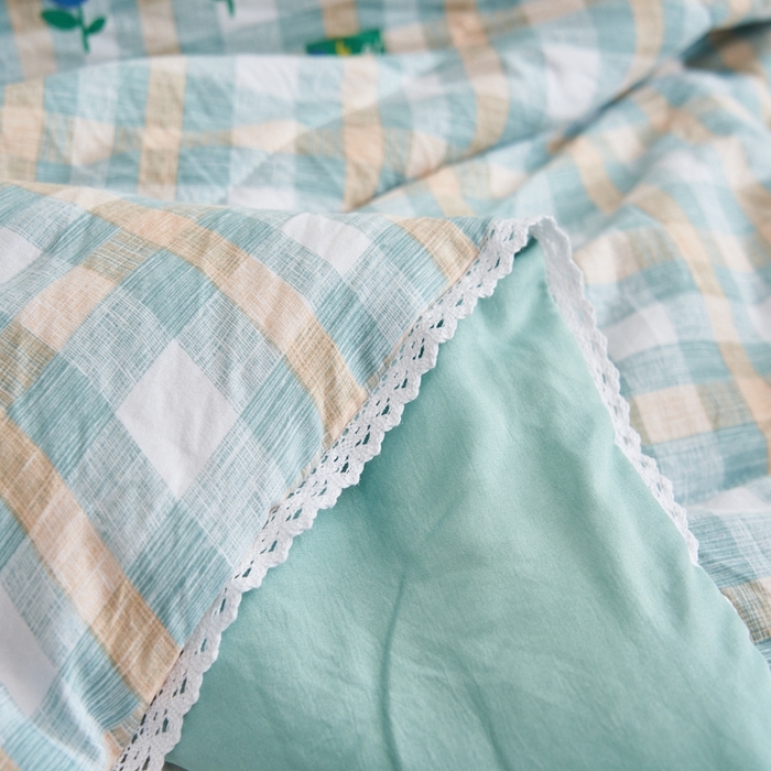 91家纺网 家纺一手货源 找家纺 畅销被业 2026新款A类水洗棉印花夏被空调被夏凉被 小绿格