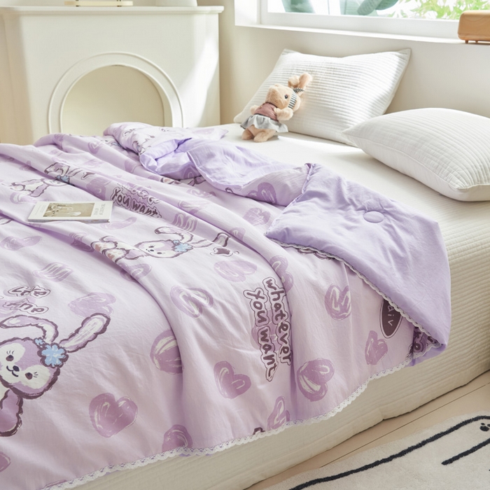 91家纺网 家纺一手货源 找家纺 畅销被业 2026新款A类水洗棉印花夏被空调被夏凉被 星星兔