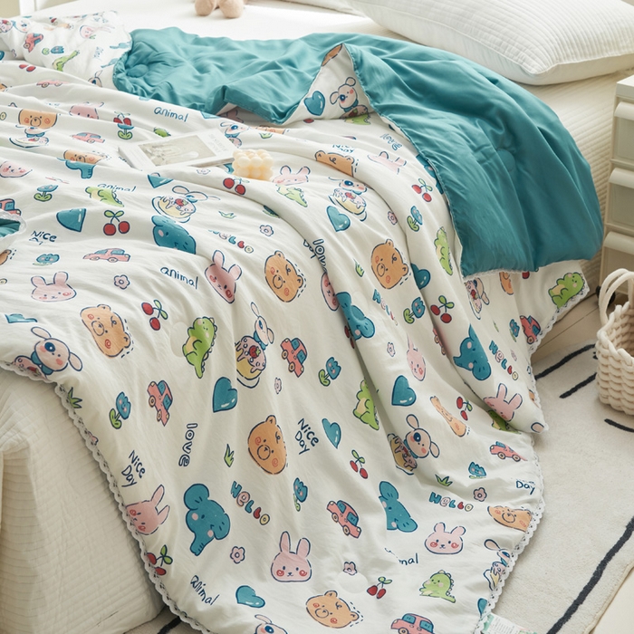 91家纺网 家纺一手货源 找家纺 畅销被业 2026新款A类水洗棉印花夏被空调被夏凉被 狂欢派对