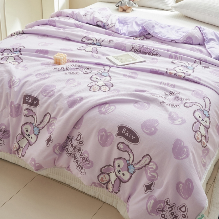 91家纺网 家纺一手货源 找家纺 畅销被业 2026新款A类水洗棉印花夏被空调被夏凉被 星星兔