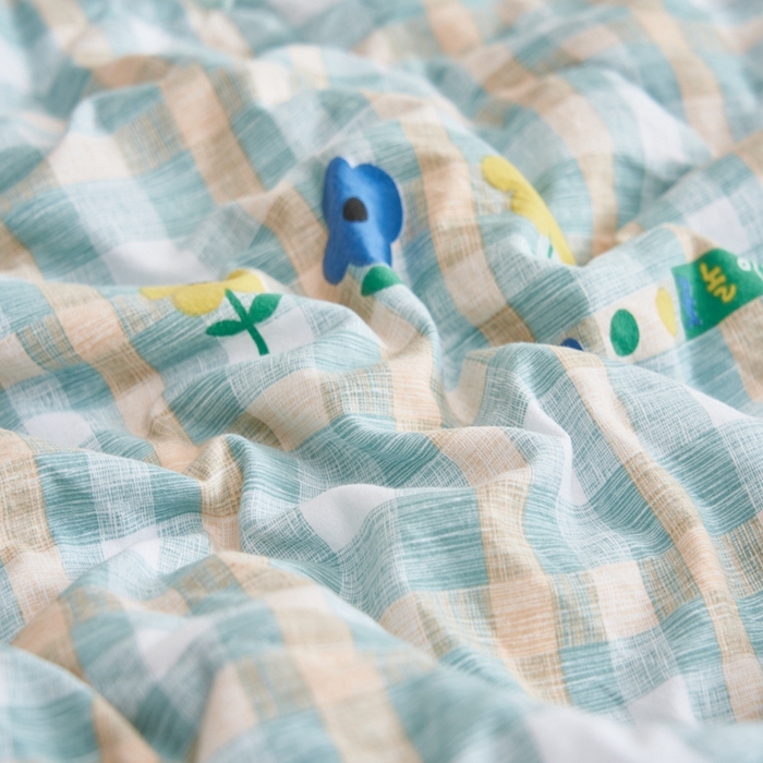 91家纺网 家纺一手货源 找家纺 畅销被业 2026新款A类水洗棉印花夏被空调被夏凉被 小绿格