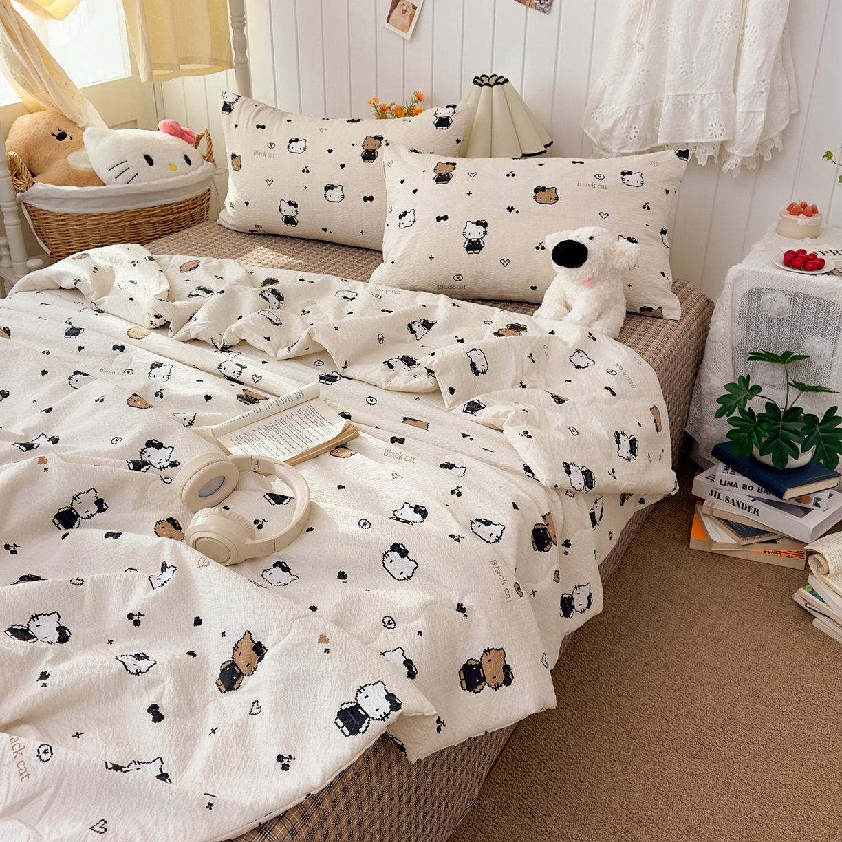 91家纺网 家纺一手货源 找家纺 2026新款泡芙棉卡通夏被四件套双层纱单夏被 夏被-像素凯特