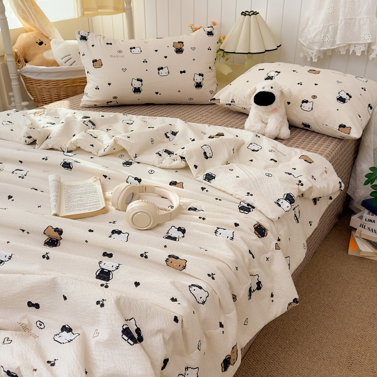 91家纺网 家纺一手货源 找家纺 2026新款泡芙棉卡通夏被四件套双层纱单夏被 夏被-像素凯特