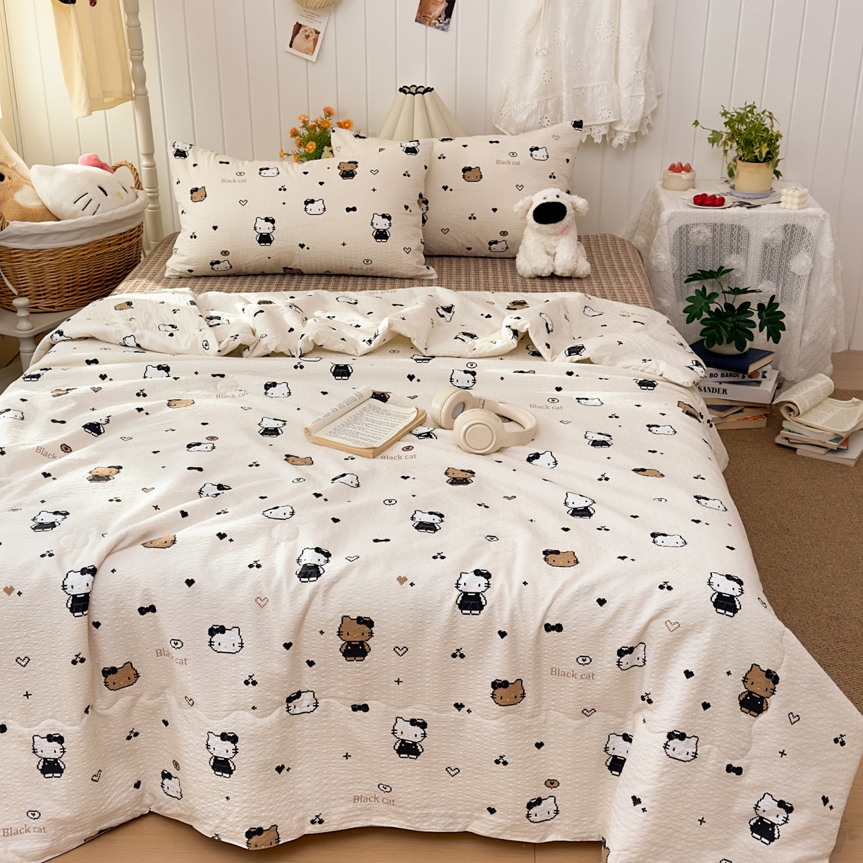 91家纺网 家纺一手货源 找家纺 2026新款泡芙棉卡通夏被四件套双层纱单夏被 夏被-像素凯特