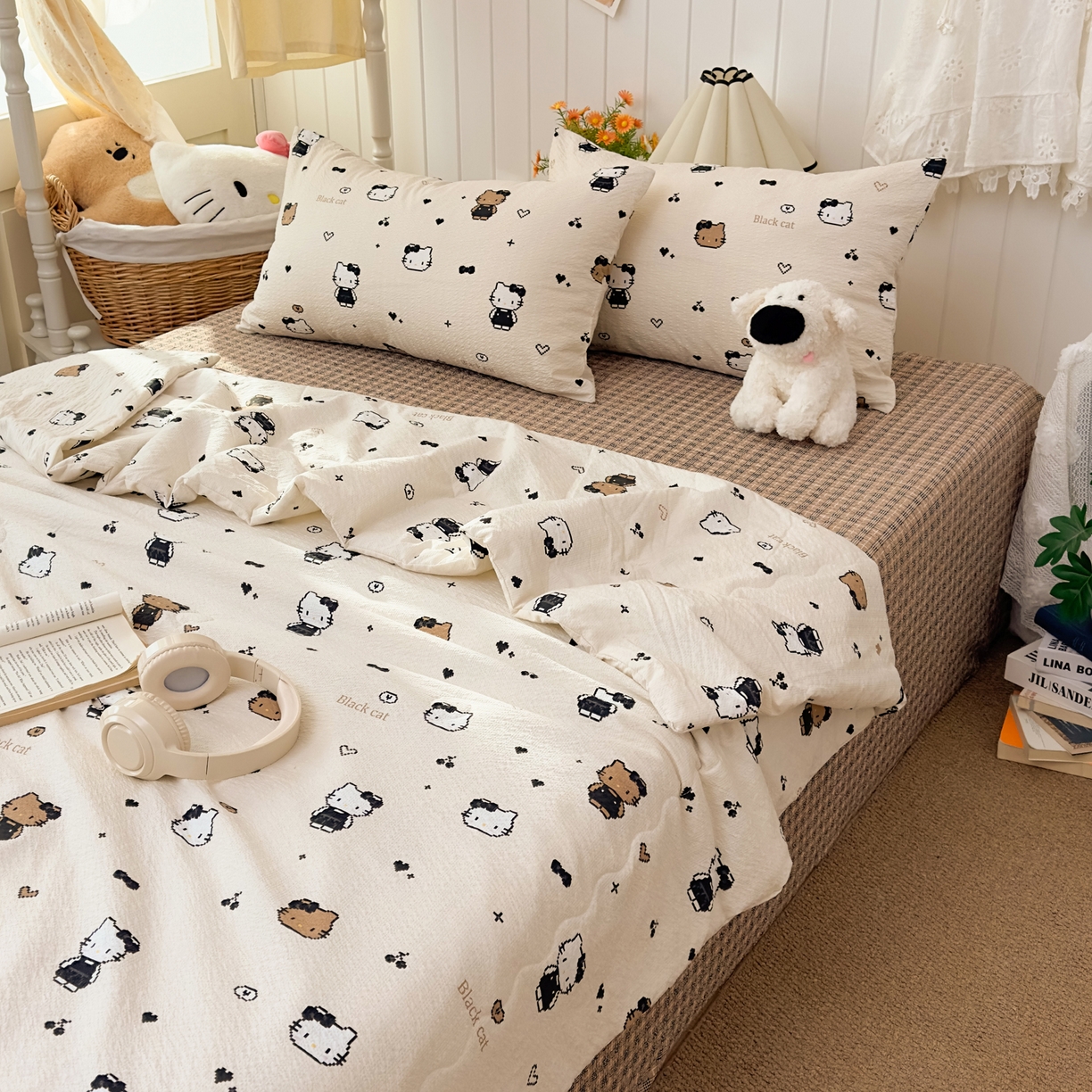 91家纺网 家纺一手货源 找家纺 2026新款泡芙棉卡通夏被四件套双层纱单夏被 夏被-像素凯特