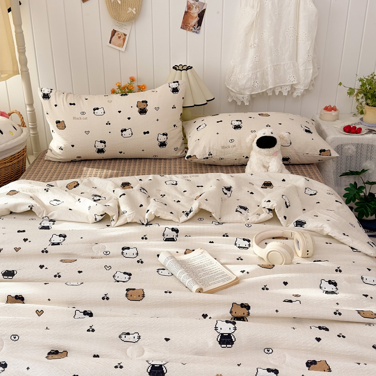 91家纺网 家纺一手货源 找家纺 2026新款泡芙棉卡通夏被四件套双层纱单夏被 夏被-像素凯特