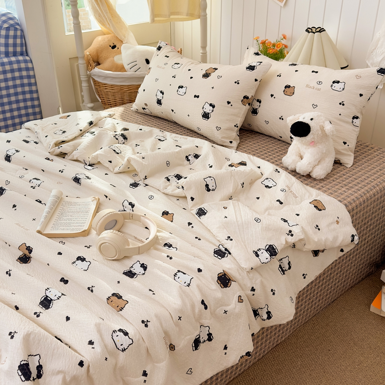 91家纺网 家纺一手货源 找家纺 2026新款泡芙棉卡通夏被四件套双层纱单夏被 夏被-像素凯特