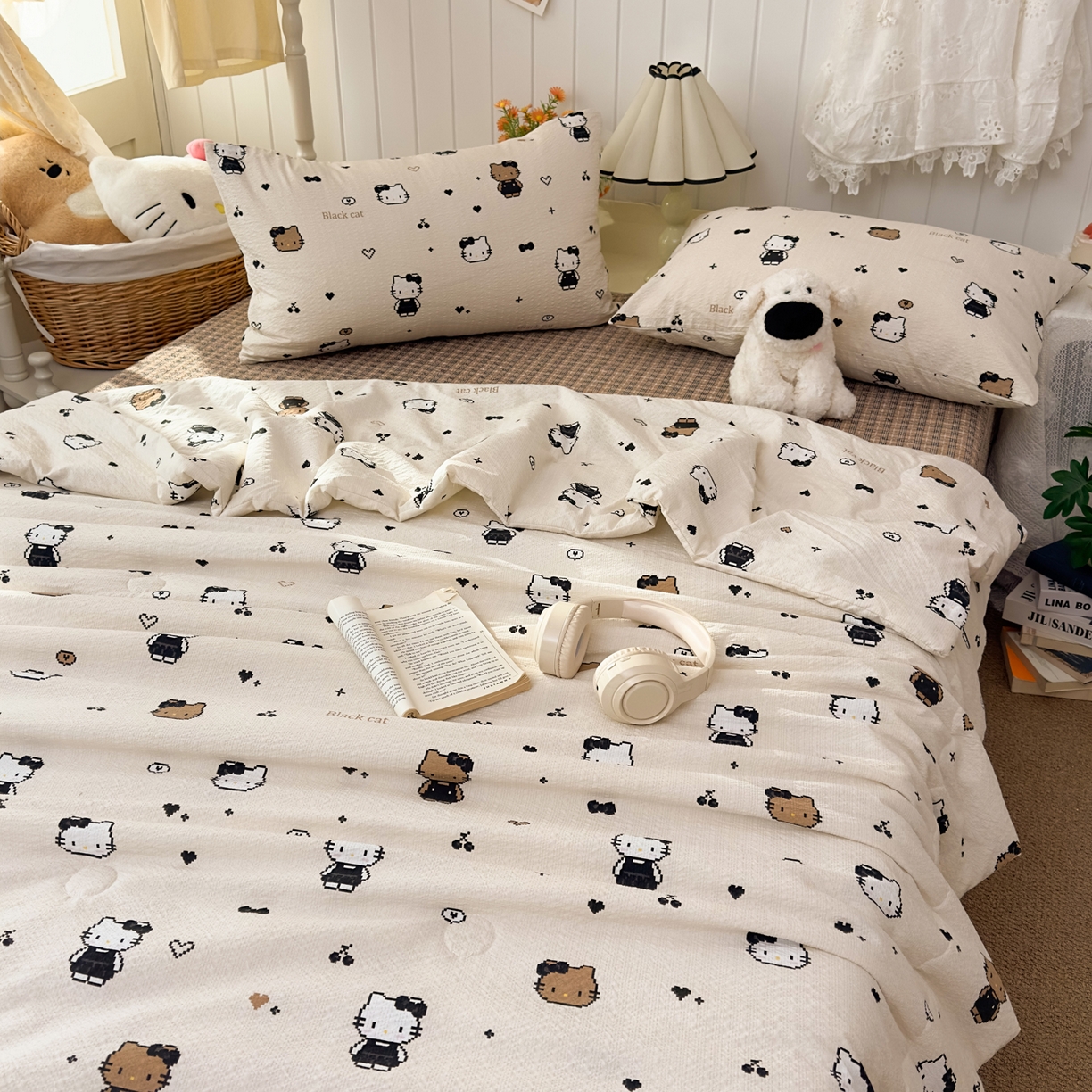 91家纺网 家纺一手货源 找家纺 2026新款泡芙棉卡通夏被四件套双层纱单夏被 夏被-像素凯特