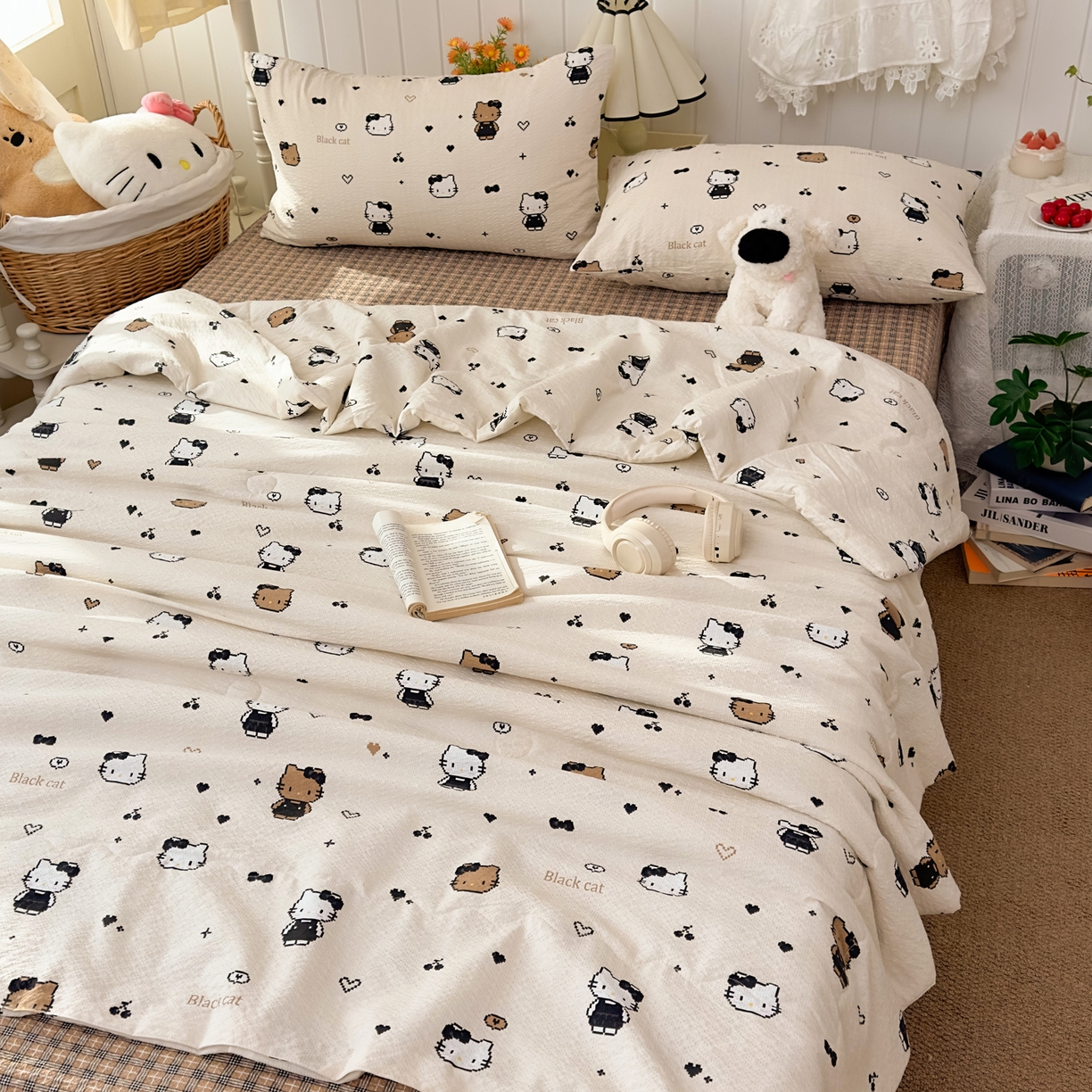 91家纺网 家纺一手货源 找家纺 2026新款泡芙棉卡通夏被四件套双层纱单夏被 夏被-像素凯特