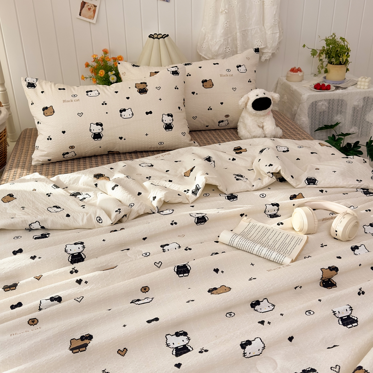 91家纺网 家纺一手货源 找家纺 2026新款泡芙棉卡通夏被四件套双层纱单夏被 夏被-像素凯特