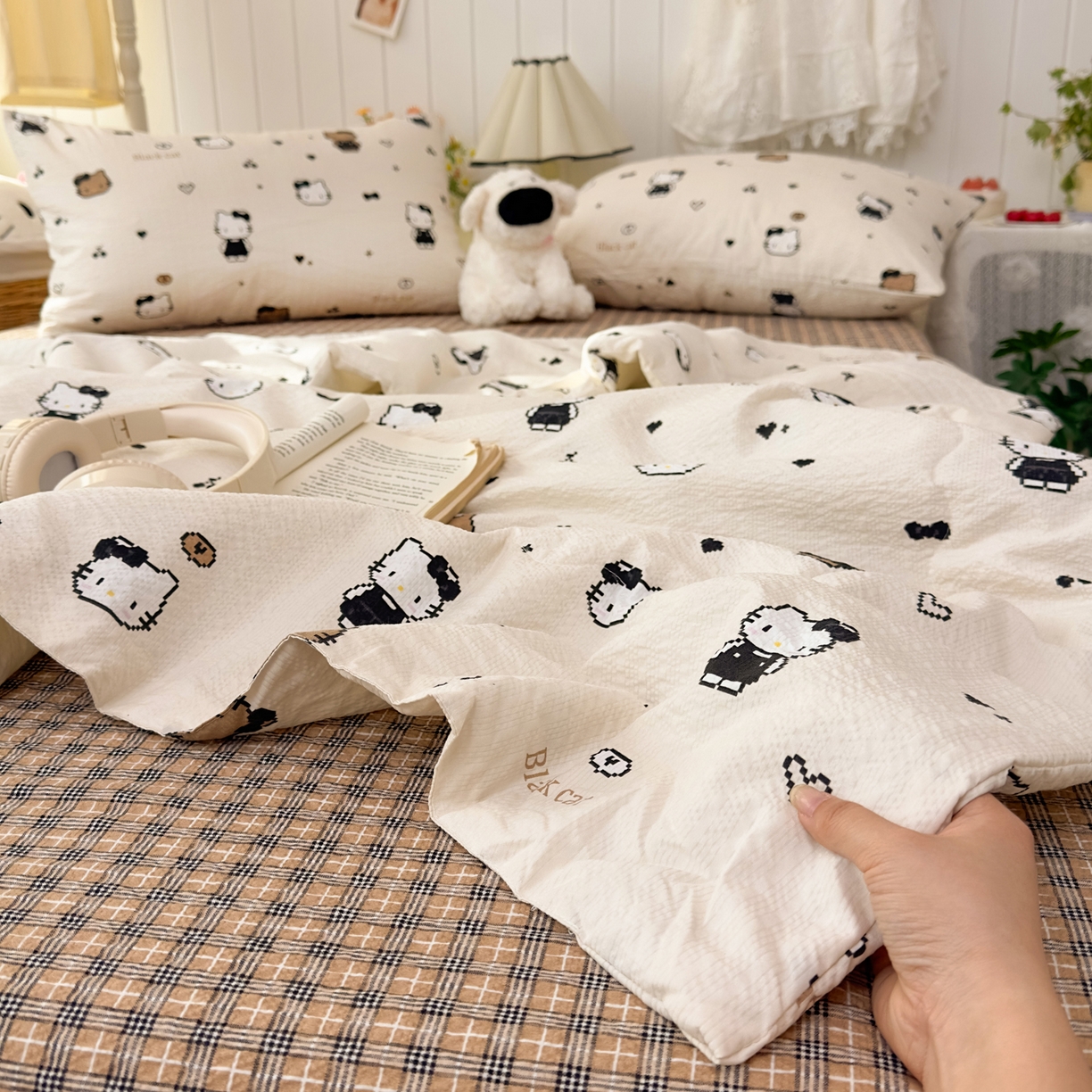 91家纺网 家纺一手货源 找家纺 2026新款泡芙棉卡通夏被四件套双层纱单夏被 夏被-像素凯特