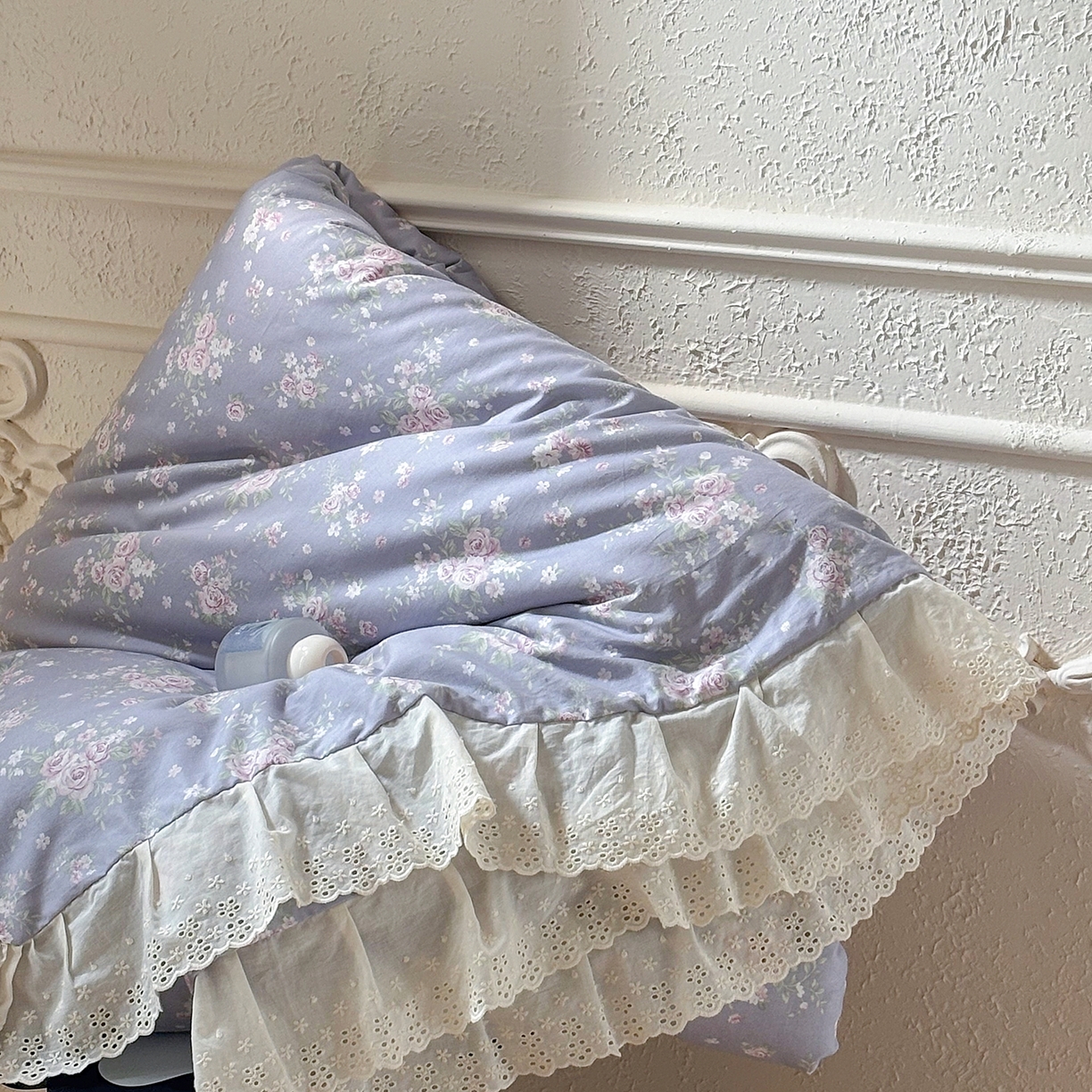 91家纺网 家纺一手货源 找家纺 满座家居 2026新款法式纯棉花边全棉床盖四件套小碎花田园风 紫韵