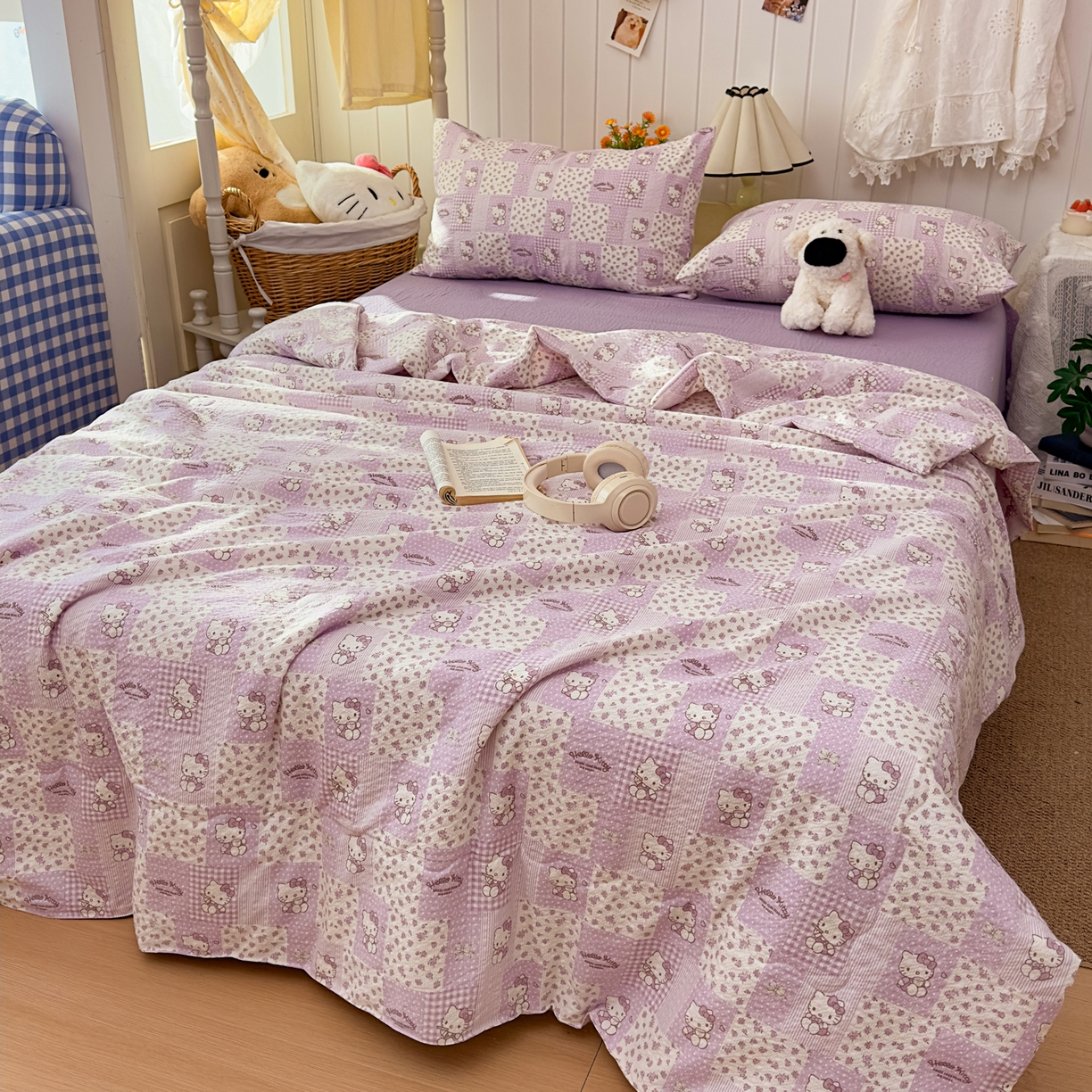 2026新款泡芙棉卡通夏被四件套双层纱单夏被 夏被-薰衣草凯特屋