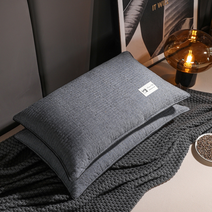 91家纺网 家纺一手货源 找家纺 （总）仁宇枕业 2026新款全棉纯棉极简系列水洗棉全荞麦枕头枕芯