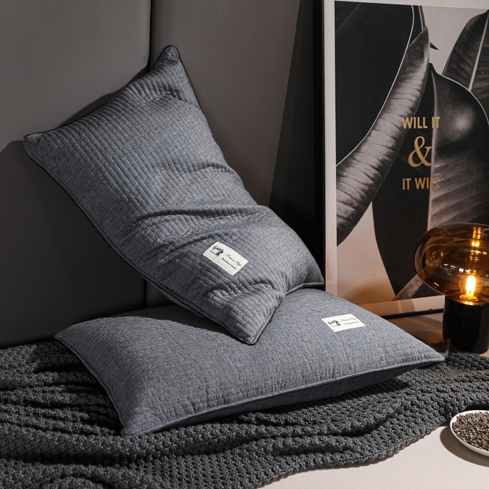 91家纺网 家纺一手货源 找家纺 （总）仁宇枕业 2026新款全棉纯棉极简系列水洗棉全荞麦枕头枕芯