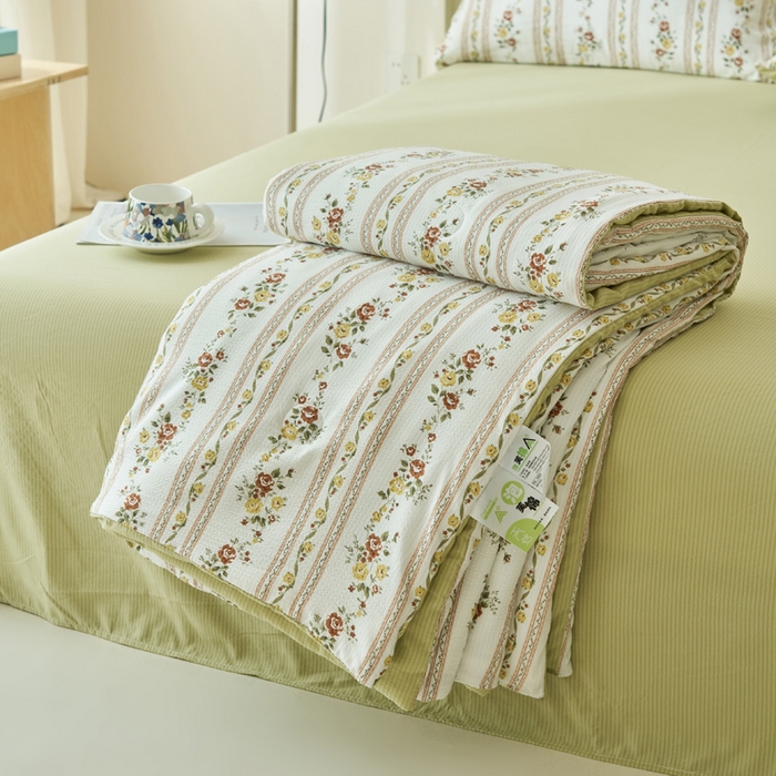 91家纺网 家纺一手货源 找家纺 畅销被业 2026新款A类泡芙棉印花夏被四件套 凯伦庄园