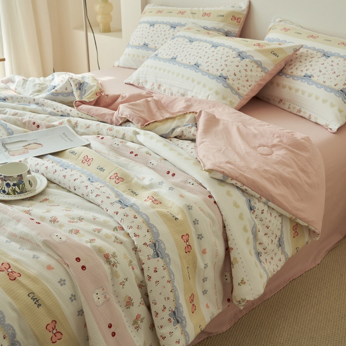 91家纺网 家纺一手货源 找家纺 （总）畅销被业 2026新款A类泡芙棉印花夏被四件套