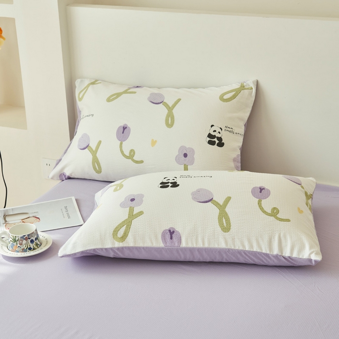 91家纺网 家纺一手货源 找家纺 畅销被业 2026新款A类泡芙棉印花夏被四件套 元气熊猫