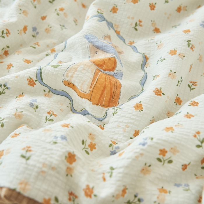 91家纺网 家纺一手货源 找家纺 畅销被业 2026新款A类泡芙棉印花夏被四件套 花园小兔