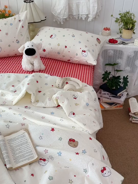91家纺网 家纺一手货源 找家纺 （总）2026新款泡芙棉卡通夏被四件套双层纱单夏被