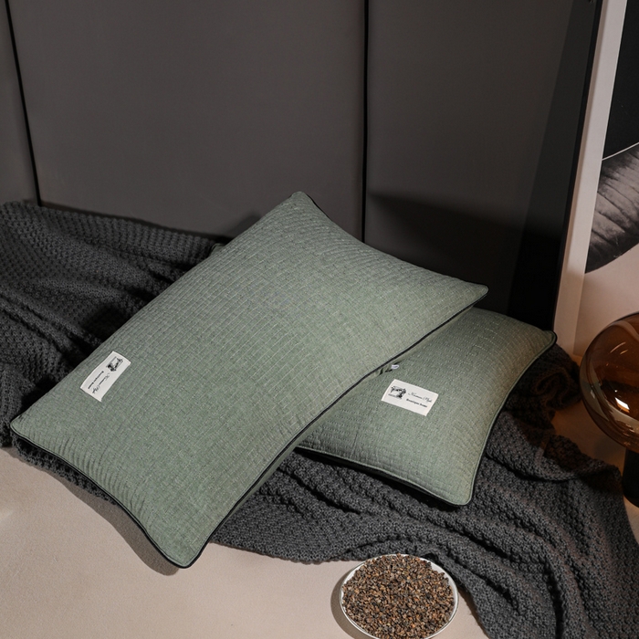 91家纺网 家纺一手货源 找家纺 （总）仁宇枕业 2026新款全棉纯棉极简系列水洗棉全荞麦枕头枕芯