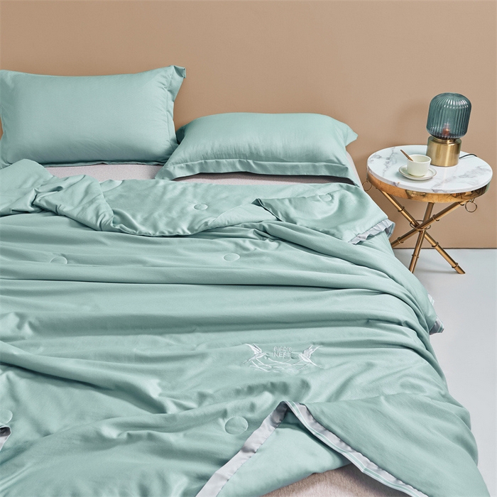 91家纺网 家纺一手货源 找家纺 畅销被业 2026新款燕窝蛋白夏被 被子被芯 夏凉被 清新绿