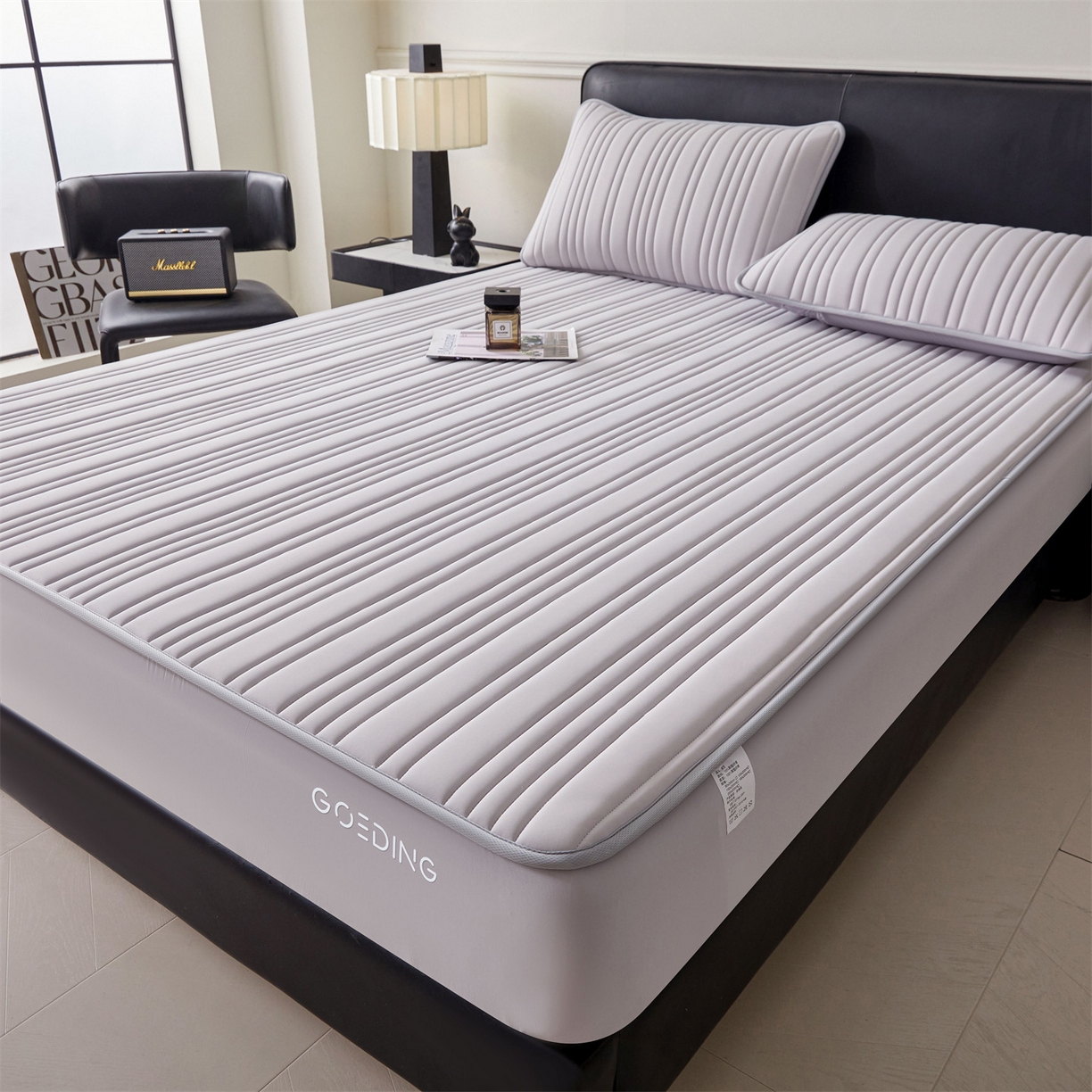 91家纺网 家纺一手货源 找家纺 雯豆家纺 2026春夏新款氨纶凉感丝床笠夏被四件套0.28凉感值空调被子被芯 知夏-浅灰