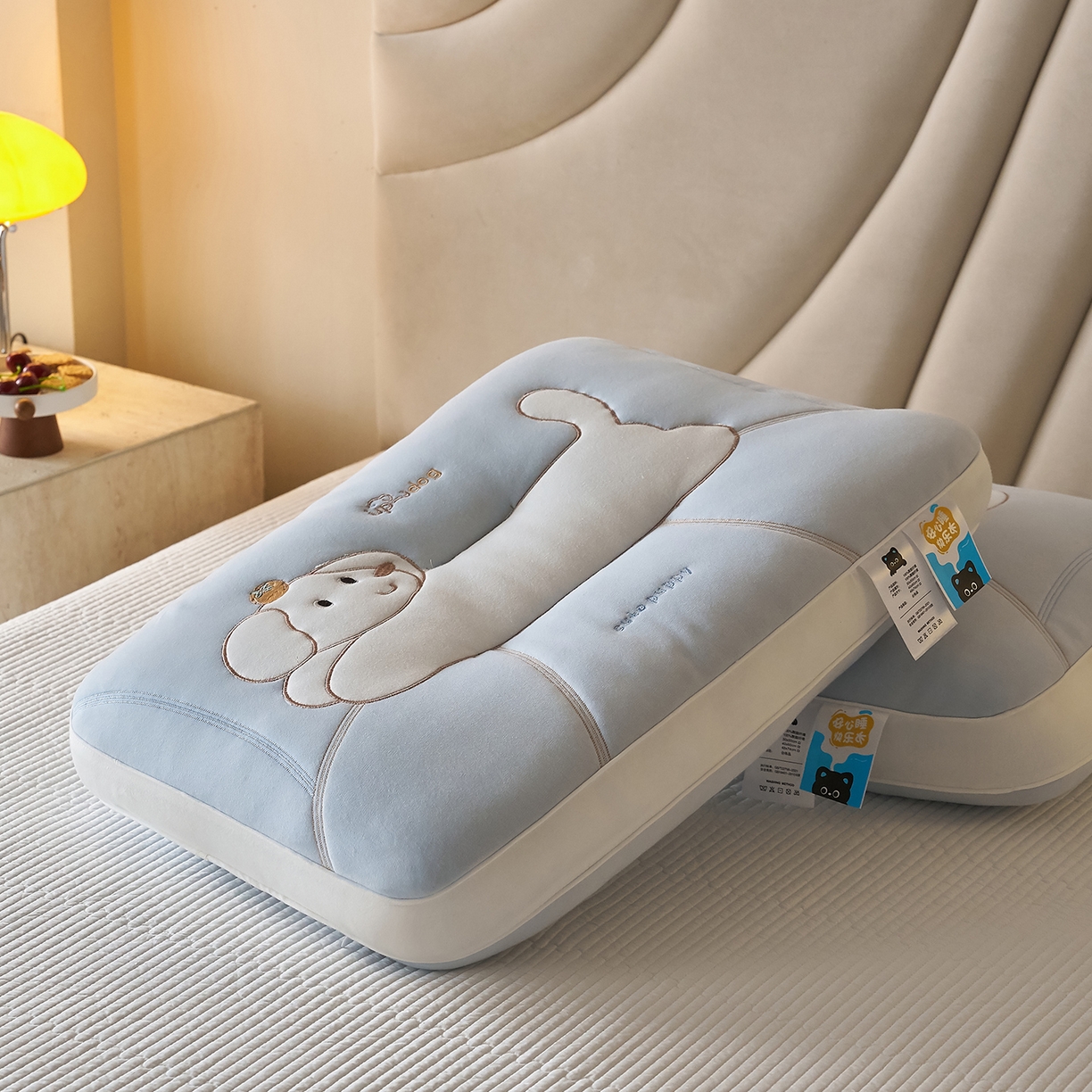 91家纺网 家纺一手货源 找家纺 乐可 2026新款卡通儿童枕 可爱狗蓝