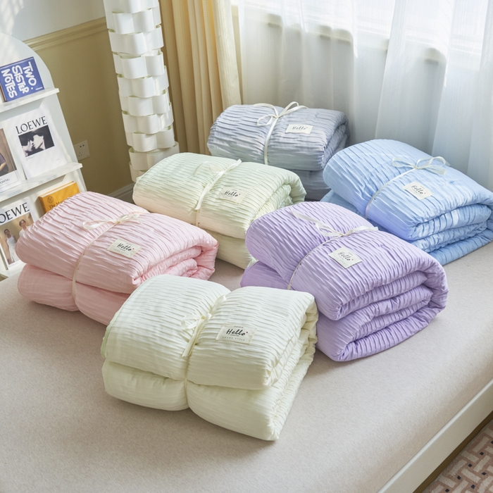 91家纺网 家纺一手货源 找家纺 （总）畅销被业 2026新款泡泡纱水洗棉夏被四件套 被子被芯