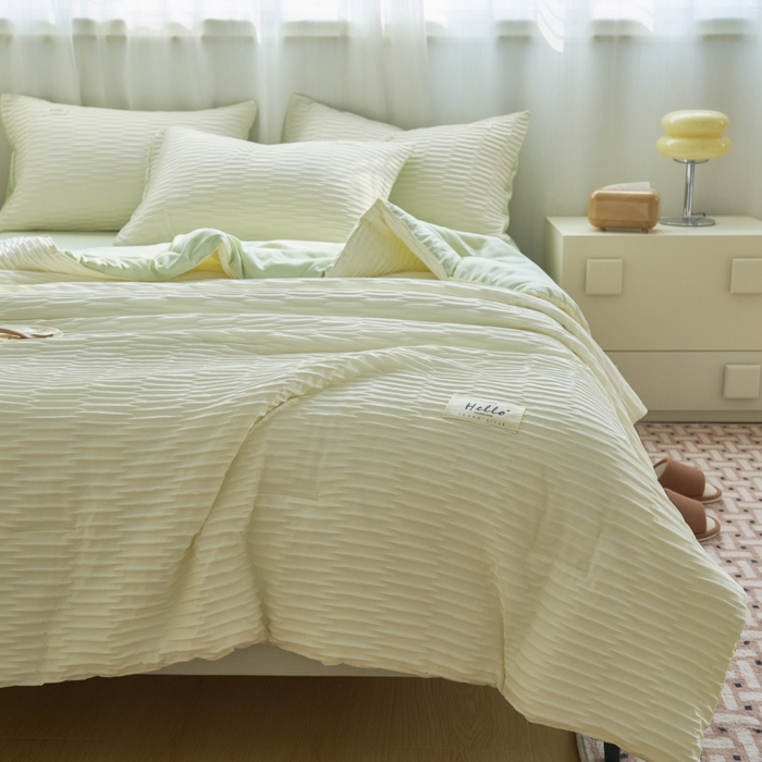 91家纺网 家纺一手货源 找家纺 畅销被业 2026新款泡泡纱水洗棉夏被四件套 被子被芯 泡泡纱-米白