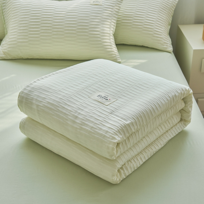 畅销被业 2026新款泡泡纱水洗棉夏被四件套 被子被芯 泡泡纱-米白