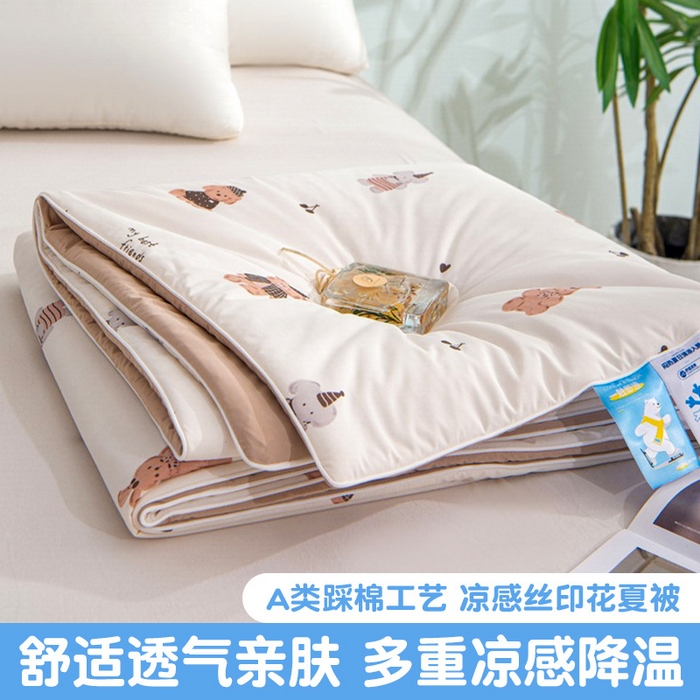 91家纺网 家纺一手货源 找家纺 （总）苏羿家纺 2026春夏新款A类踩棉工艺凉感丝印花夏被夏凉被空调被