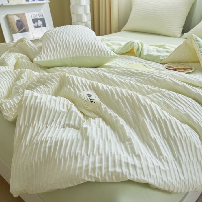 91家纺网 家纺一手货源 找家纺 畅销被业 2026新款泡泡纱水洗棉夏被四件套 被子被芯 泡泡纱-米白