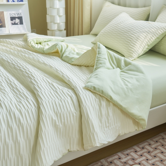 91家纺网 家纺一手货源 找家纺 畅销被业 2026新款泡泡纱水洗棉夏被四件套 被子被芯 泡泡纱-米白