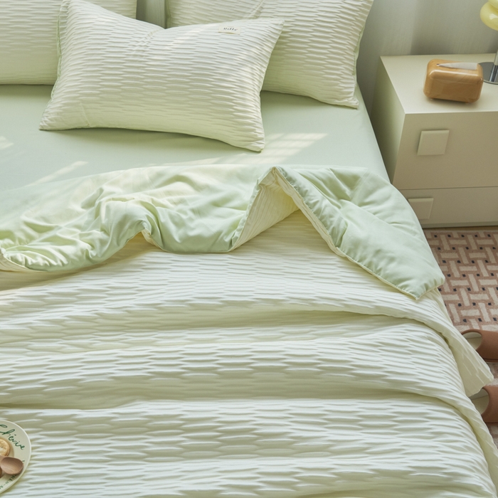 91家纺网 家纺一手货源 找家纺 畅销被业 2026新款泡泡纱水洗棉夏被四件套 被子被芯 泡泡纱-米白