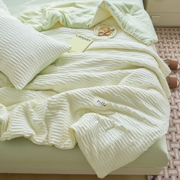 91家纺网 家纺一手货源 找家纺 畅销被业 2026新款泡泡纱水洗棉夏被四件套 被子被芯 泡泡纱-米白