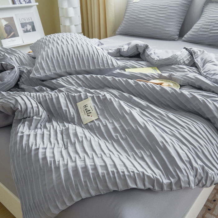91家纺网 家纺一手货源 找家纺 畅销被业 2026新款泡泡纱水洗棉夏被四件套 被子被芯 泡泡纱-情调灰
