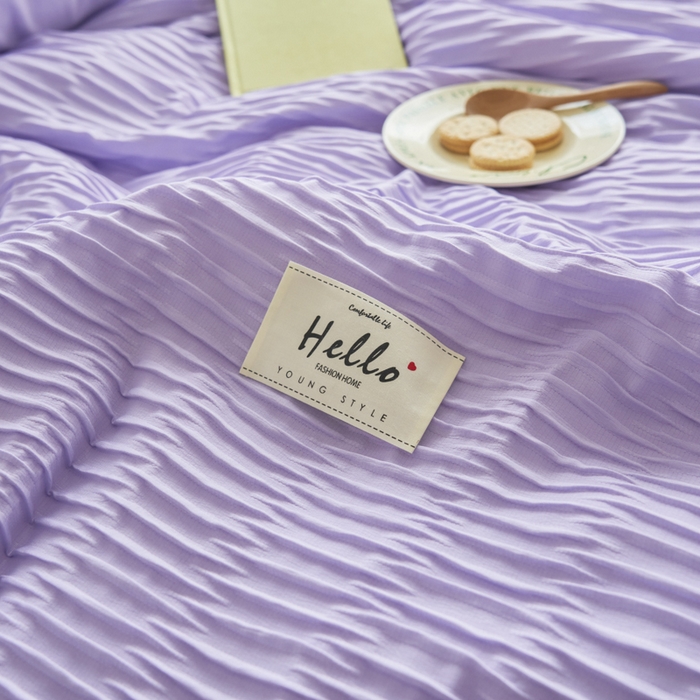 91家纺网 家纺一手货源 找家纺 畅销被业 2026新款泡泡纱水洗棉夏被四件套 被子被芯 泡泡纱-浅紫色