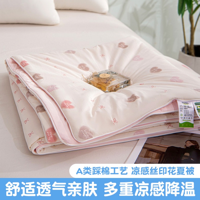 91家纺网 家纺一手货源 找家纺 （总）苏羿家纺 2026春夏新款A类踩棉工艺凉感丝印花夏被夏凉被空调被
