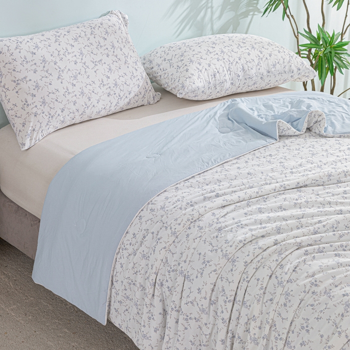 91家纺网 家纺一手货源 找家纺 苏羿家纺 2026春夏新款A类踩棉工艺凉感丝印花夏被夏凉被空调被 春日兰