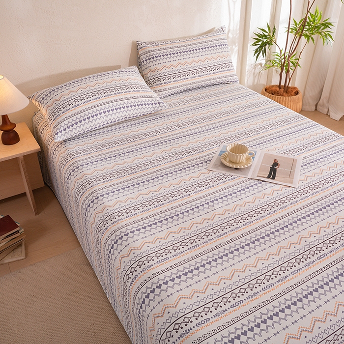 91家纺网 家纺一手货源 找家纺 博弈家纺   2026新款亲肤舒适原棉老粗布床单凉席三件套系列 布洛尼-蓝