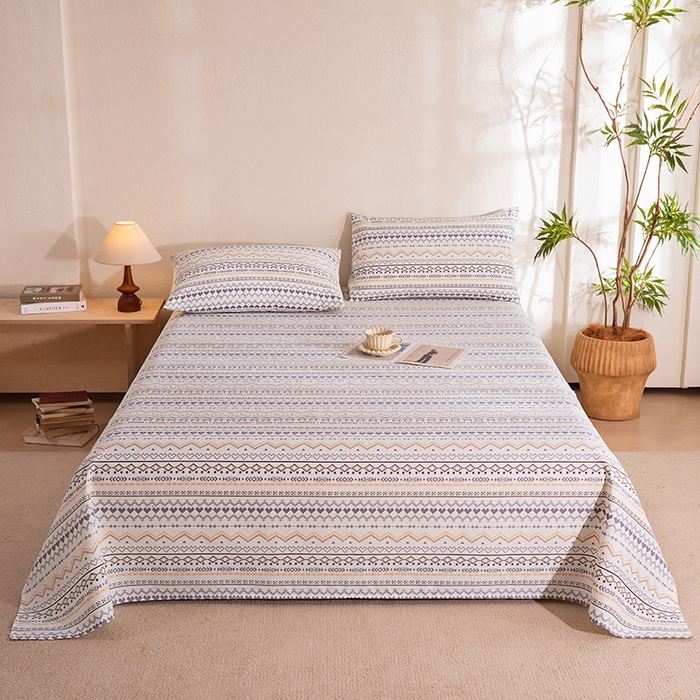 91家纺网 家纺一手货源 找家纺 博弈家纺   2026新款亲肤舒适原棉老粗布床单凉席三件套系列 布洛尼-蓝