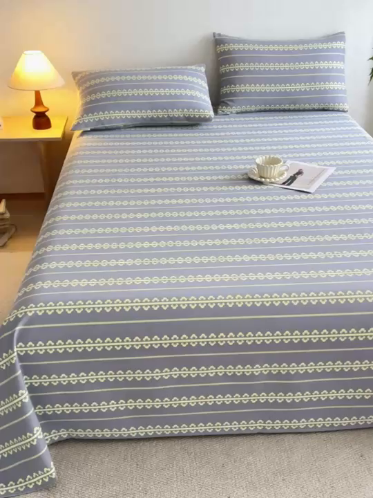 91家纺网 家纺一手货源 找家纺 博弈家纺   2026新款亲肤舒适原棉老粗布床单凉席三件套系列 梵迪亚