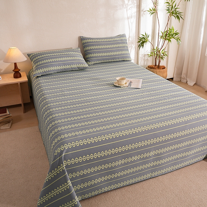 91家纺网 家纺一手货源 找家纺 博弈家纺   2026新款亲肤舒适原棉老粗布床单凉席三件套系列 梵迪亚