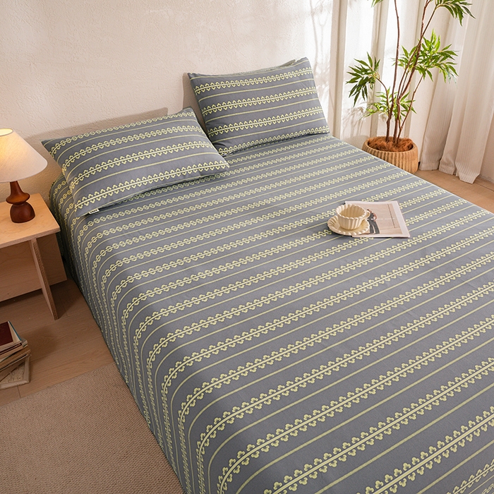 91家纺网 家纺一手货源 找家纺 博弈家纺   2026新款亲肤舒适原棉老粗布床单凉席三件套系列 梵迪亚