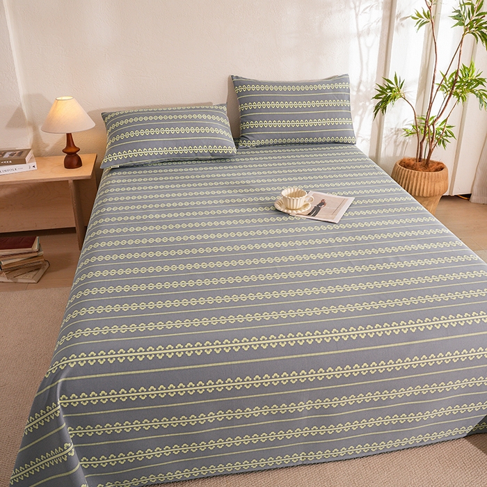 91家纺网 家纺一手货源 找家纺 博弈家纺   2026新款亲肤舒适原棉老粗布床单凉席三件套系列 梵迪亚