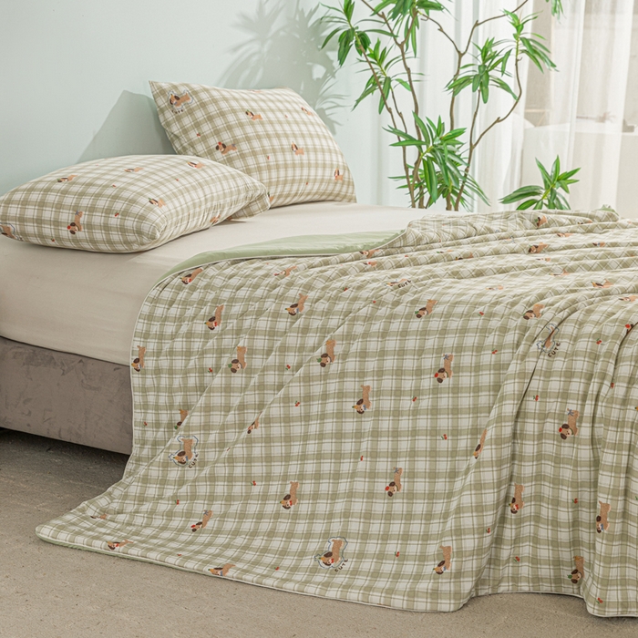 91家纺网 家纺一手货源 找家纺 苏羿家纺 2026春夏新款A类踩棉工艺凉感丝印花夏被夏凉被空调被 腊肠狗