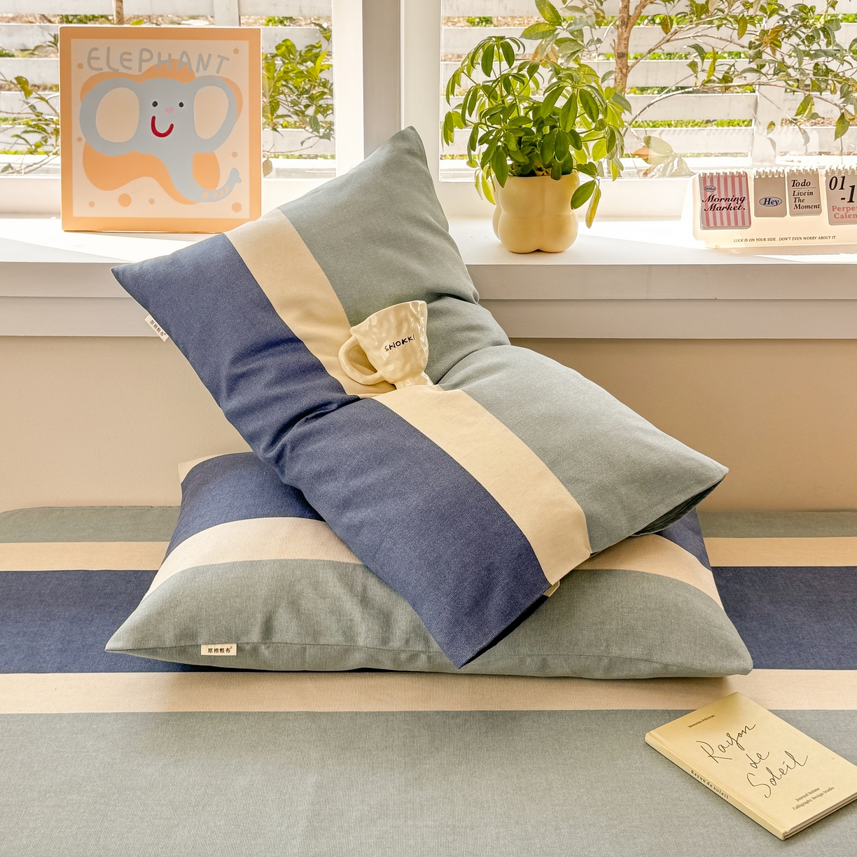 91家纺网 家纺一手货源 找家纺 博弈家纺   2026新款亲肤舒适原棉老粗布床单凉席三件套系列 欢乐时光