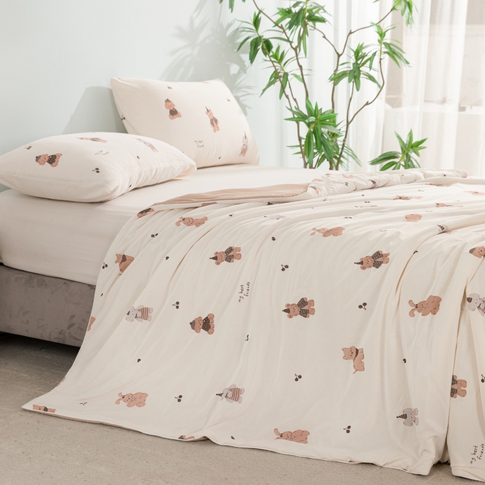 91家纺网 家纺一手货源 找家纺 苏羿家纺 2026春夏新款A类踩棉工艺凉感丝印花夏被夏凉被空调被 礼貌熊