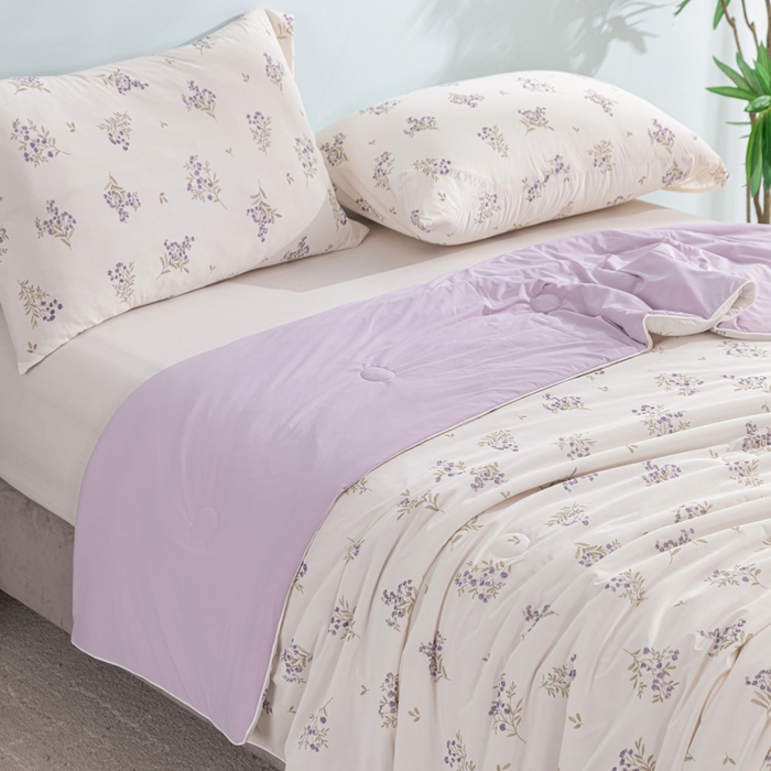 91家纺网 家纺一手货源 找家纺 苏羿家纺 2026春夏新款A类踩棉工艺凉感丝印花夏被夏凉被空调被 莫奈花园